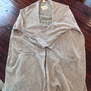 DONNI Ribbed Open Front Cardigan Gray One Size Soft Lightweight NWT